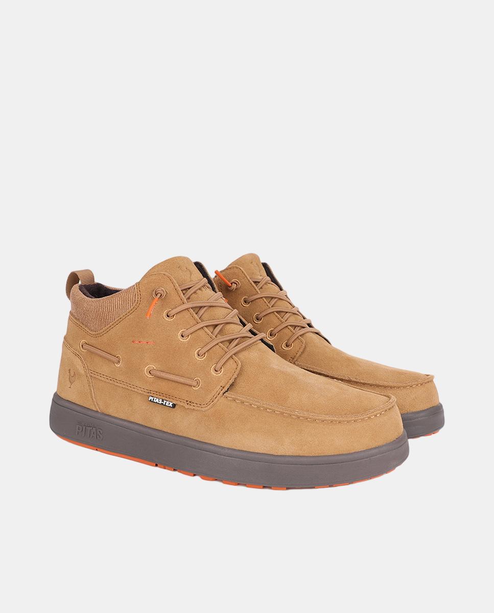 Zapato de hombre tipo botin caña baja piel easy-on - Walk In Pitas - Marrón caramelo Marrón caramelo-2
