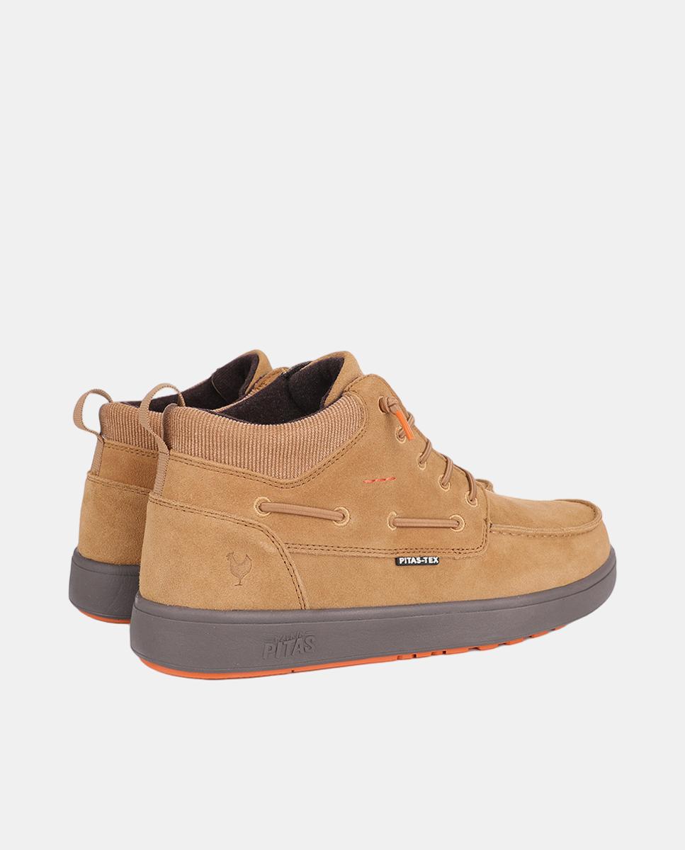 Zapato de hombre tipo botin caña baja piel easy-on - Walk In Pitas - Marrón caramelo Marrón caramelo-3