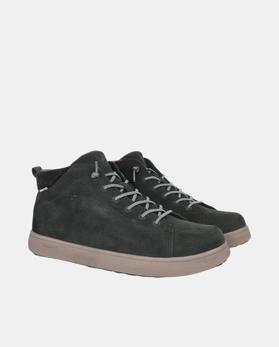 Zapato de hombre tipo botin caña baja piel easy-on - Walk In Pitas - Marrón topo Marrón topo-2