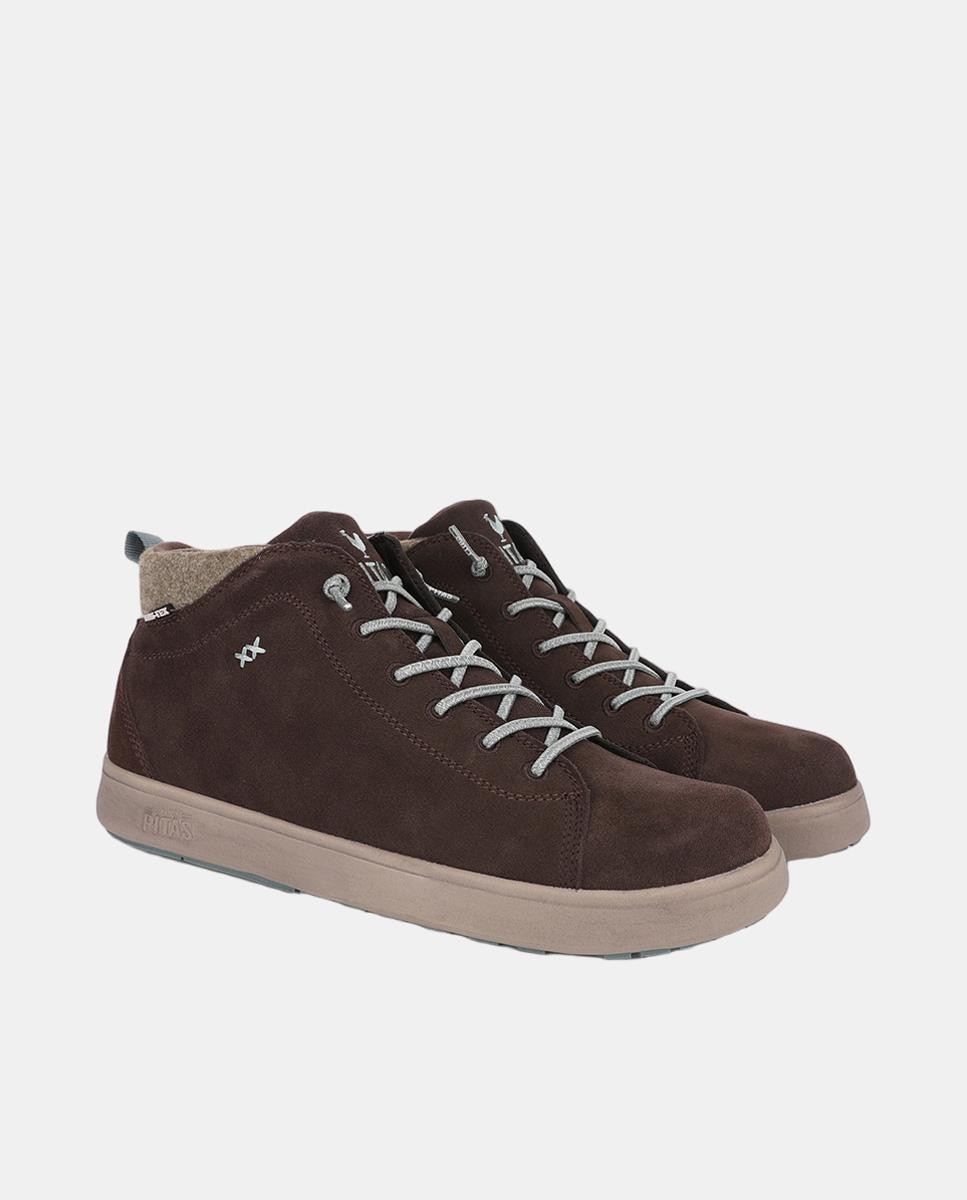 Zapato de hombre tipo botin caña baja piel easy-on - Walk In Pitas - Marrón chocolate Marrón chocolate-2
