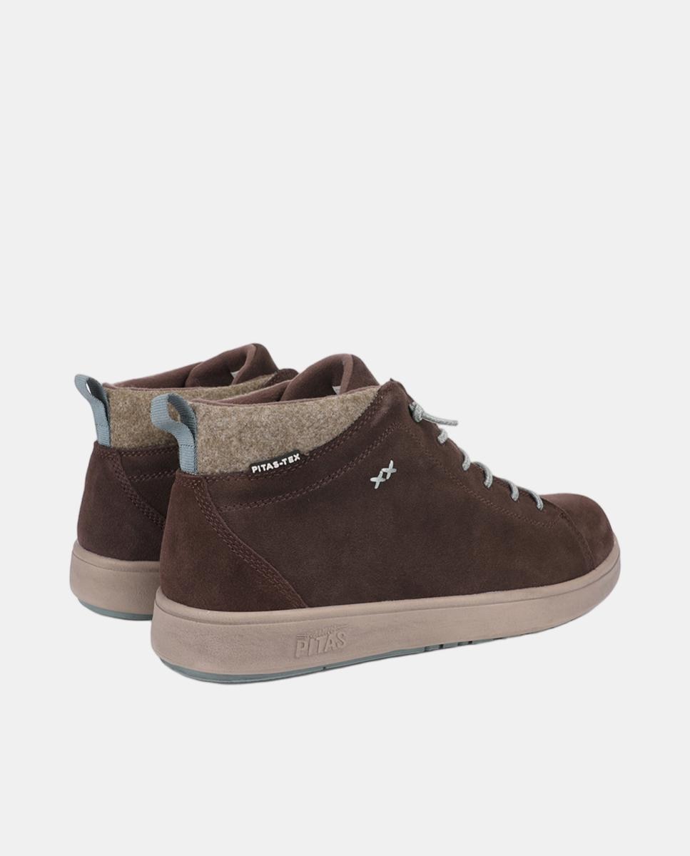 Zapato de hombre tipo botin caña baja piel easy-on - Walk In Pitas - Marrón chocolate Marrón chocolate-3