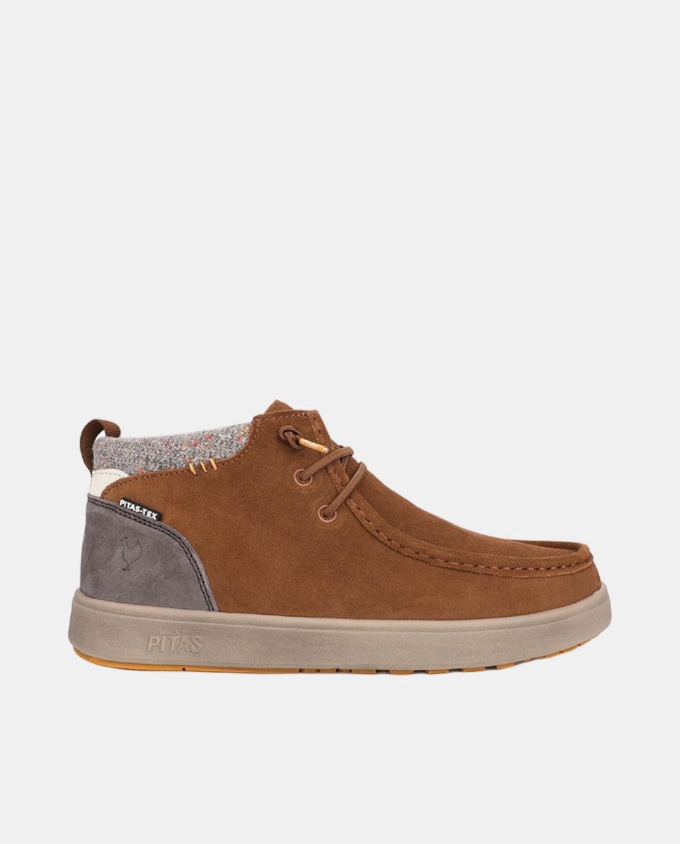 Zapato de hombre tipo botin caña baja piel easy-on - Walk In Pitas - Marrón caramelo Marrón caramelo-1