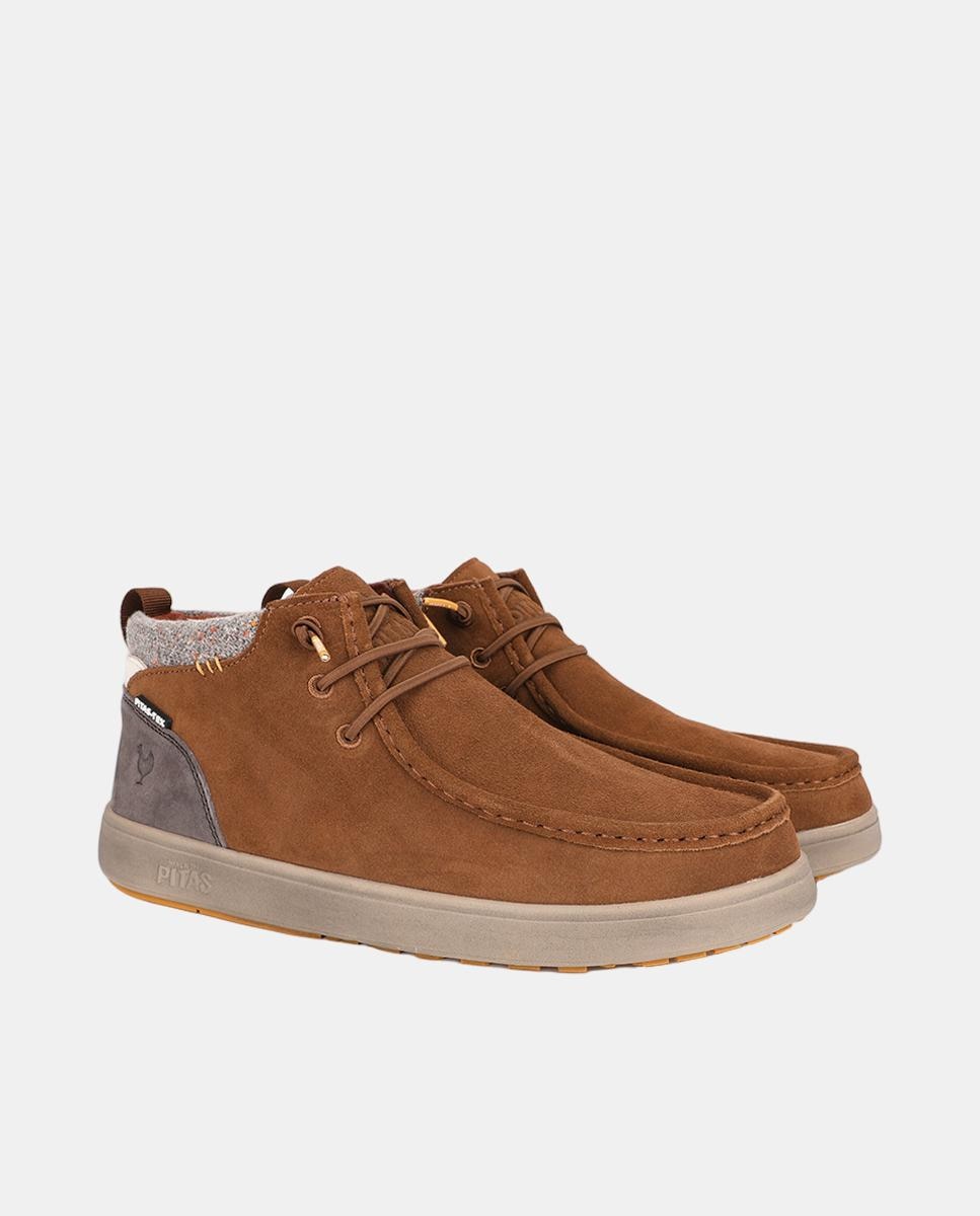 Zapato de hombre tipo botin caña baja piel easy-on - Walk In Pitas - Marrón caramelo Marrón caramelo-2