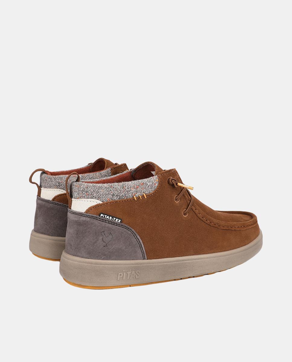 Zapato de hombre tipo botin caña baja piel easy-on - Walk In Pitas - Marrón caramelo Marrón caramelo-3
