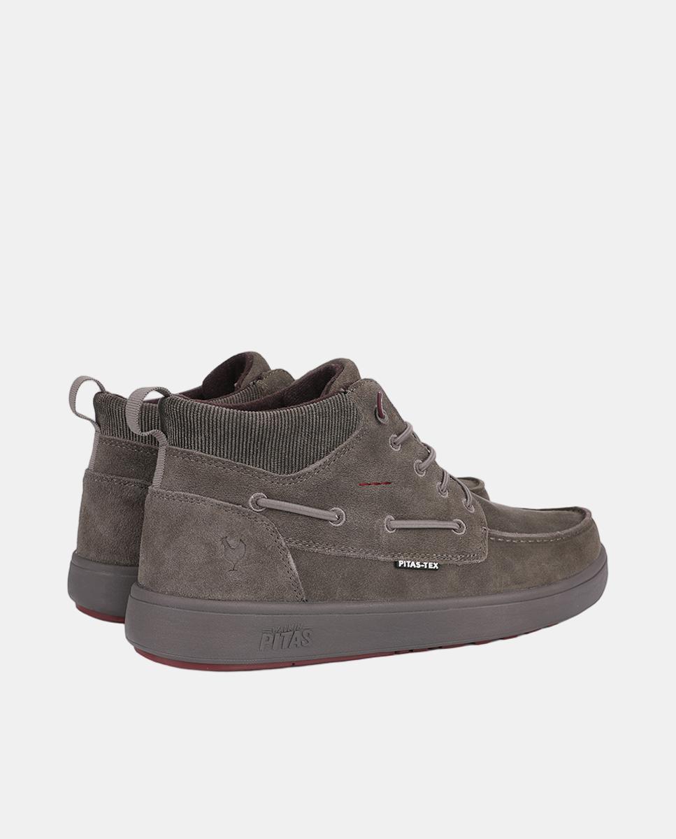 Zapato de hombre tipo botin caña baja piel easy-on - Walk In Pitas - Gris pardo Gris pardo-3