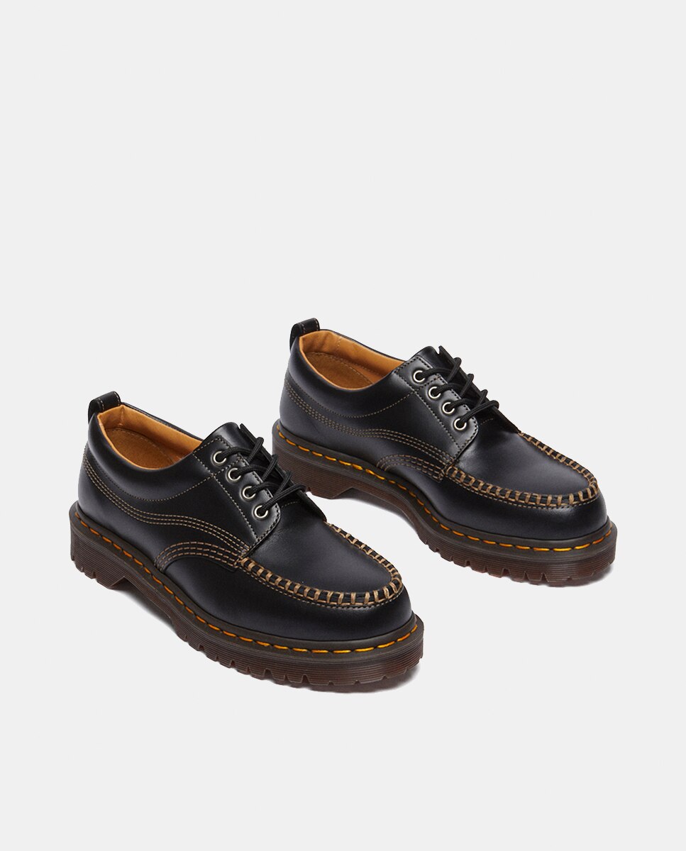 Sapatos Lowell Moc Toe em Pele Preto-3