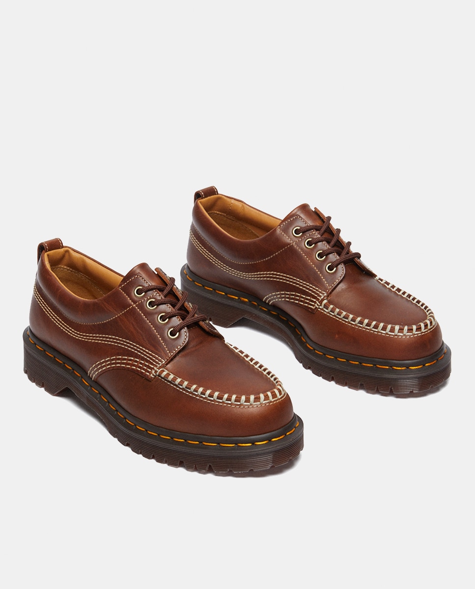 Sapatos Lowell Moc Toe em Pele Castanho caramelo-3