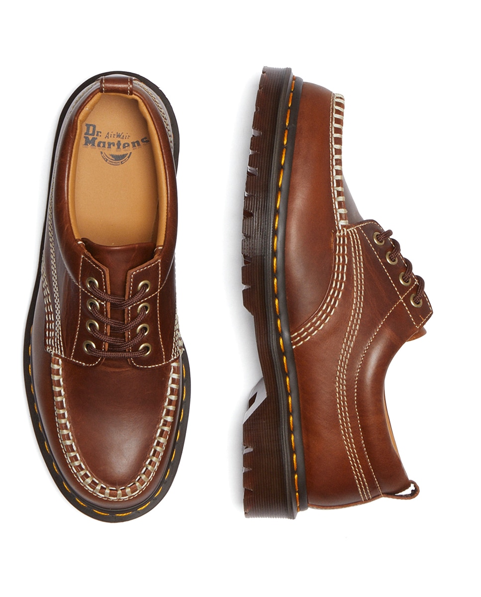 Sapatos Lowell Moc Toe em Pele Castanho caramelo-5