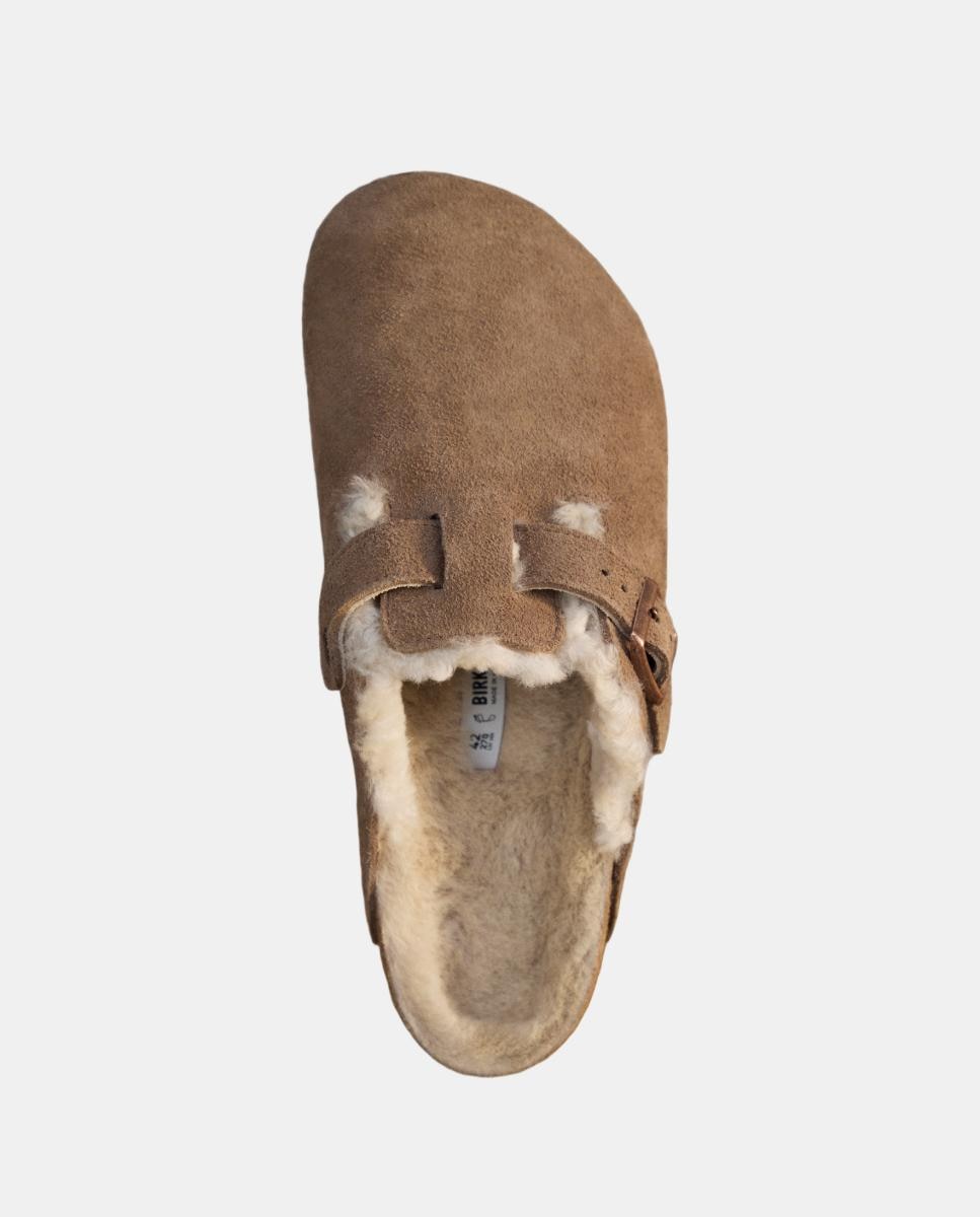 Zueco de hombre en piel de serraje y lana - Birkenstock - Marrón oscuro Marrón oscuro-2