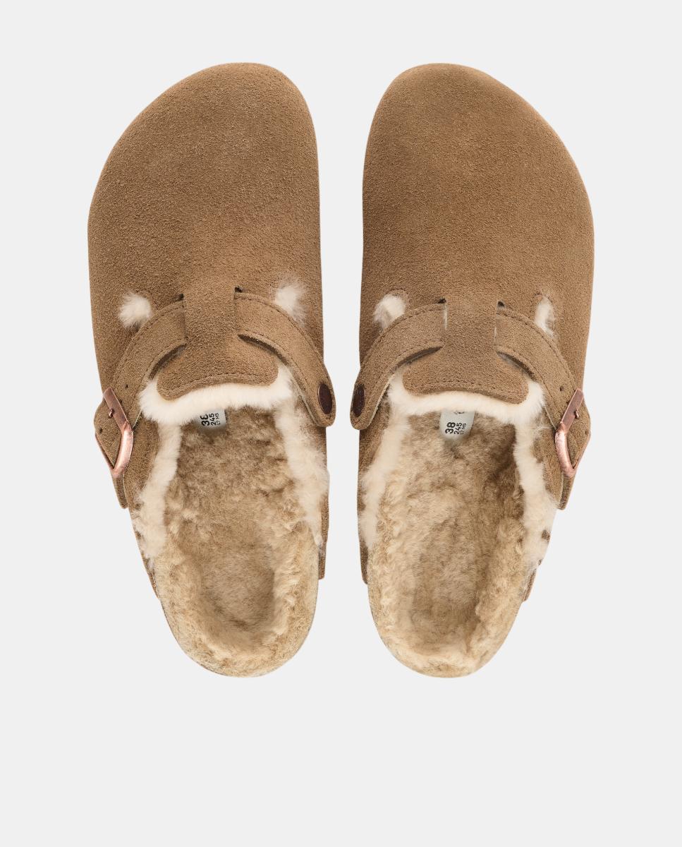 Zueco de hombre en piel de serraje y lana - Birkenstock - Marrón oscuro Marrón oscuro-3