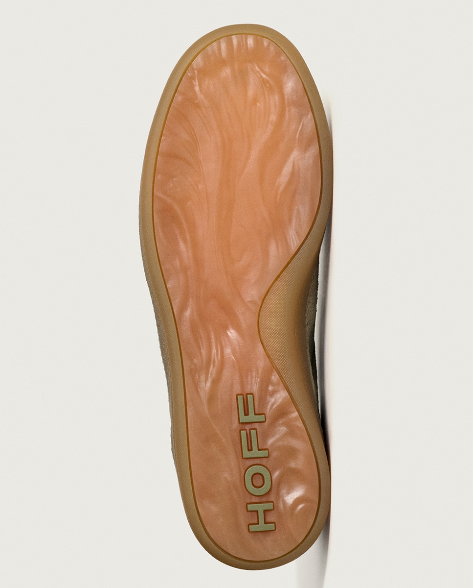 Sapatilhas em Pele com Atacadores Taupe-4