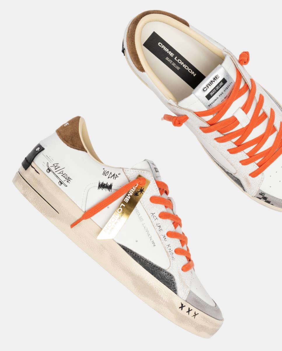 Sapatilhas Baixas Sk8 Deluxe em Pele Laranja-5
