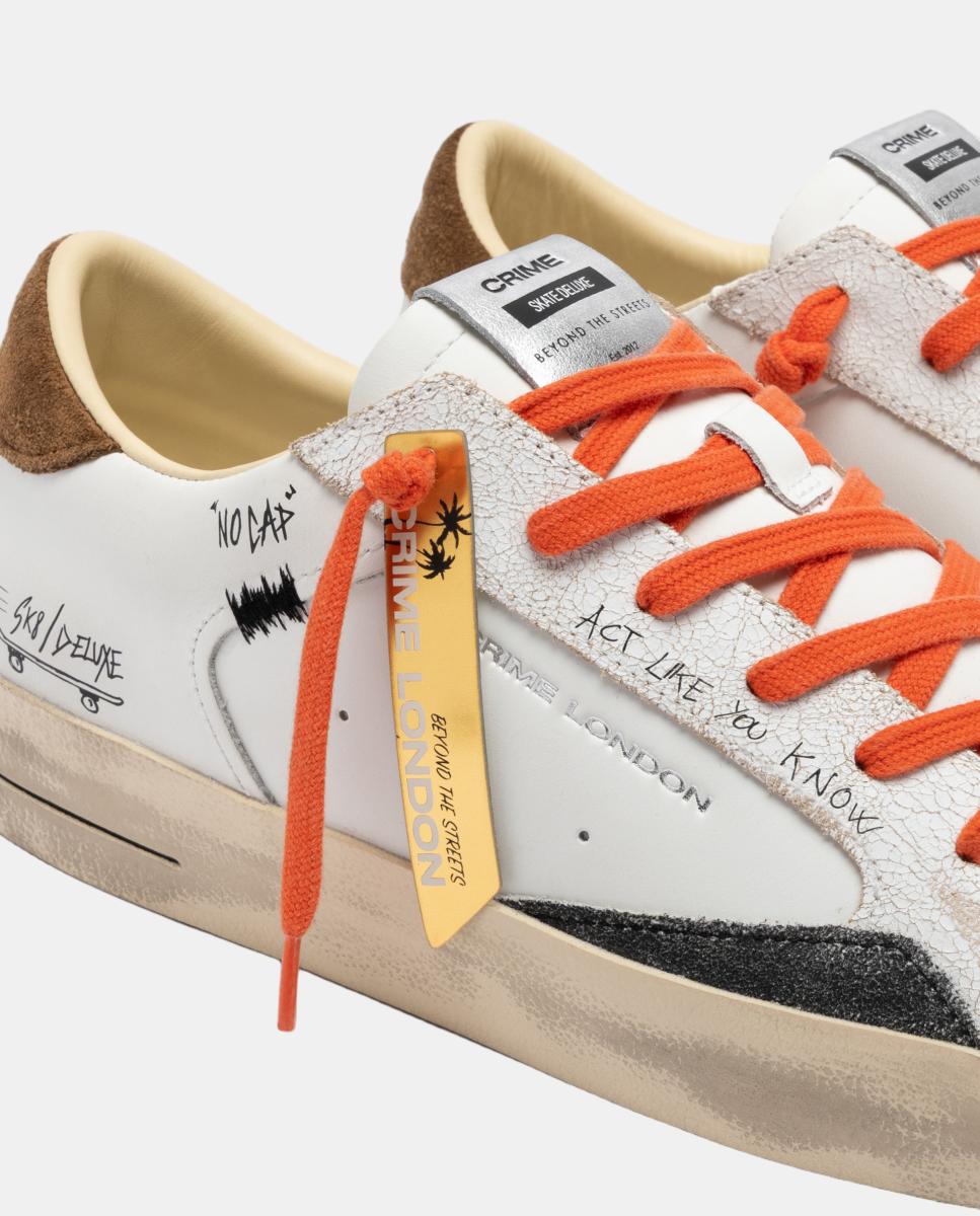 Sapatilhas Baixas Sk8 Deluxe em Pele Laranja-6