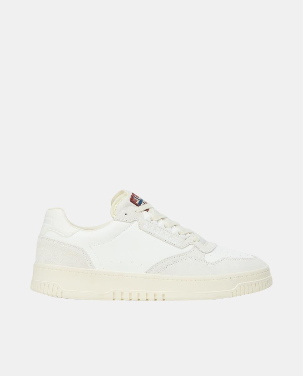 Imagen 0 de Zapatillas bajas retro modelo curx de hombre en piel Blanco roto