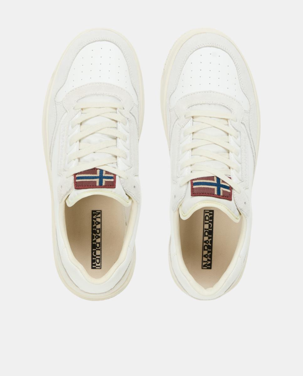 Zapatillas bajas retro modelo curx de hombre en piel - Napapijri - Blanco roto Blanco roto-4