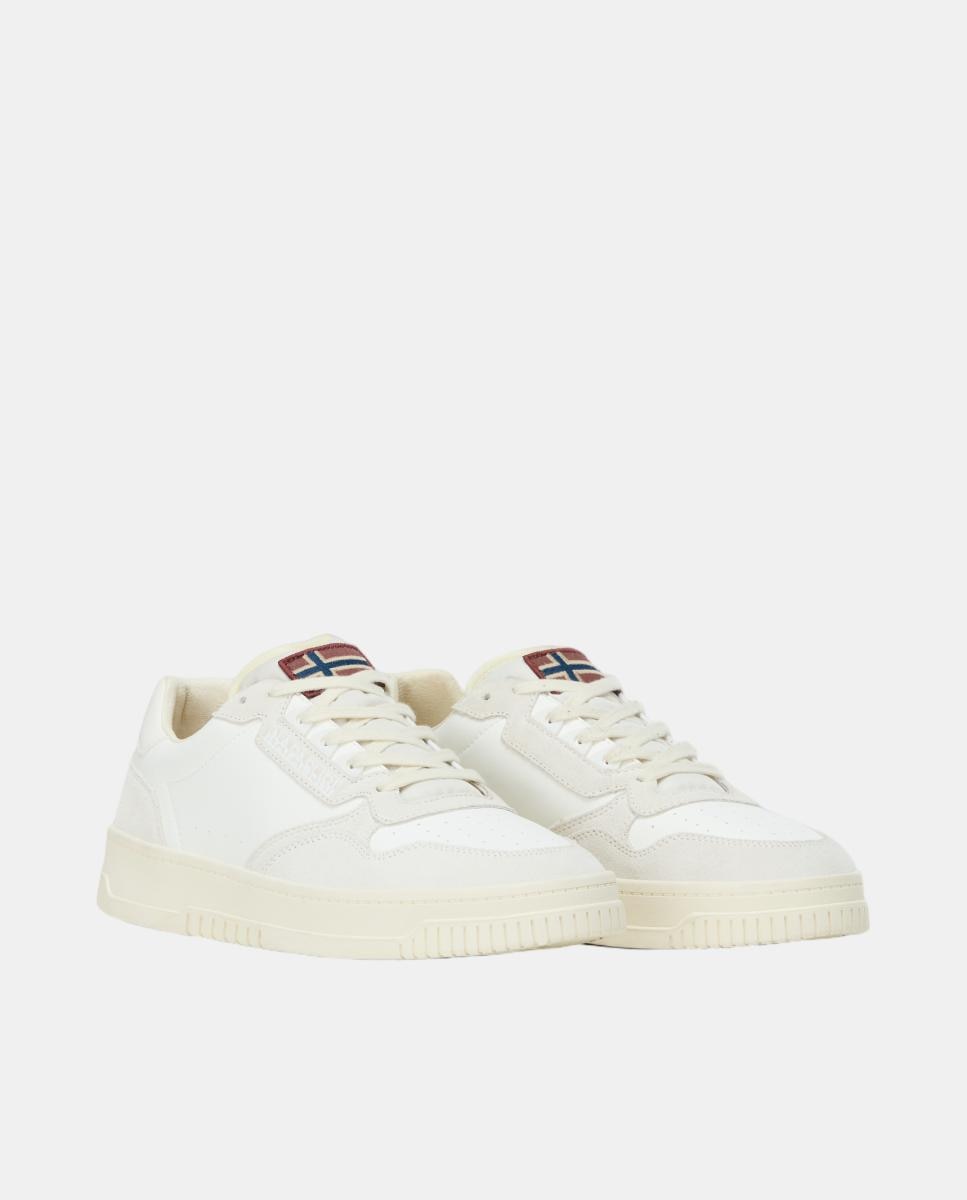 Zapatillas bajas retro modelo curx de hombre en piel - Napapijri - Blanco roto Blanco roto-6