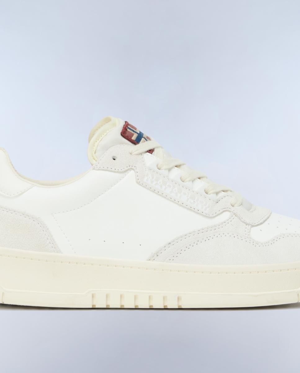 Zapatillas bajas retro modelo curx de hombre en piel - Napapijri - Blanco roto Blanco roto-8