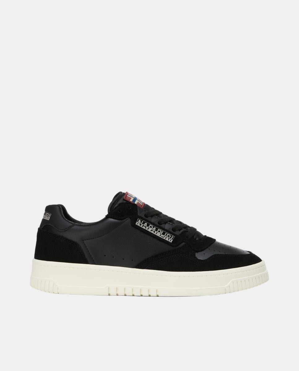 Imagen 0 de Zapatillas bajas retro modelo curx de hombre en piel Negro mate