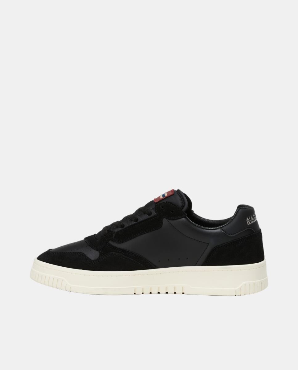 Zapatillas bajas retro modelo curx de hombre en piel - Napapijri - Negro mate Negro mate-3