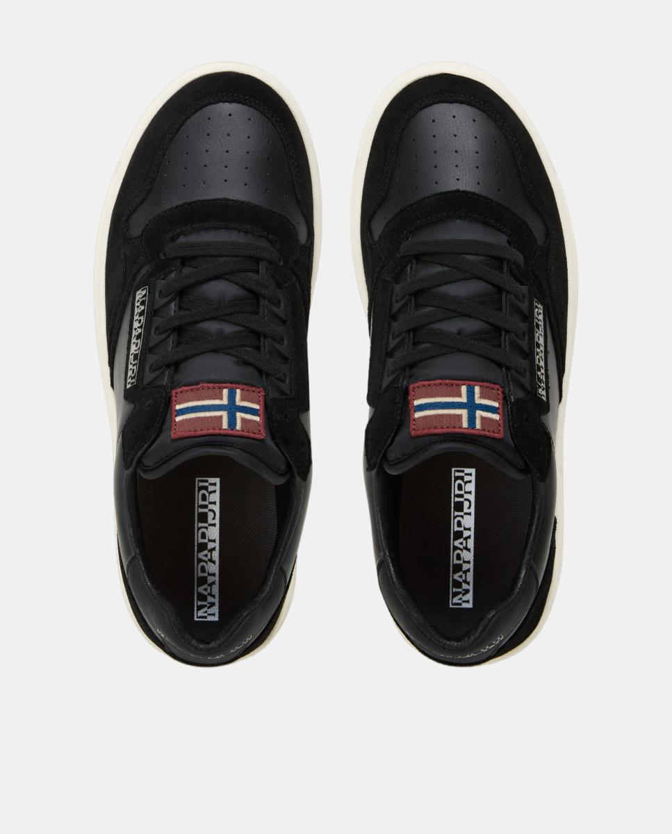 Zapatillas bajas retro modelo curx de hombre en piel - Napapijri - Negro mate Negro mate-4