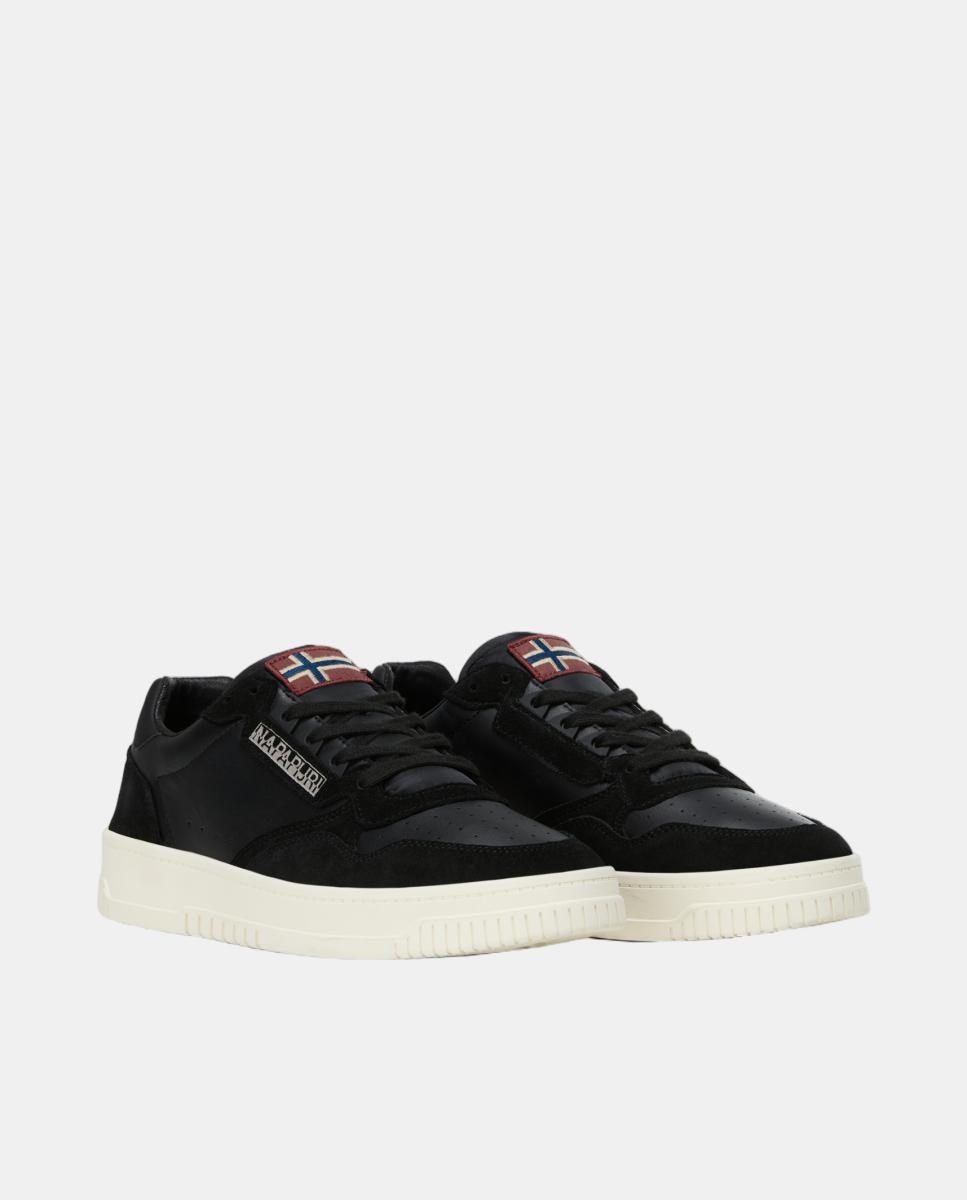 Zapatillas bajas retro modelo curx de hombre en piel - Napapijri - Negro mate Negro mate-6