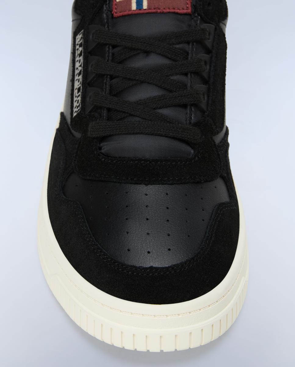 Zapatillas bajas retro modelo curx de hombre en piel - Napapijri - Negro mate Negro mate-7