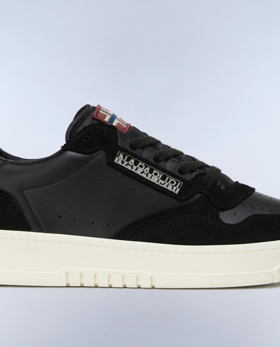 Zapatillas bajas retro modelo curx de hombre en piel - Napapijri - Negro mate Negro mate-8