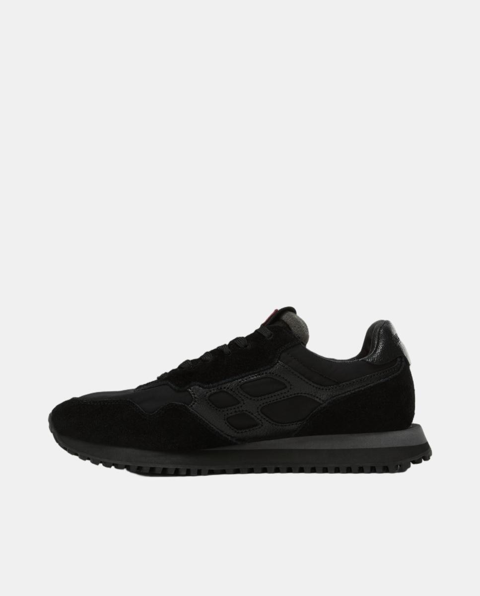 Zapatillas bajas retro running modelo element de hombre en material sintético y con detalles en ante - Napapijri - Negro Negro-3