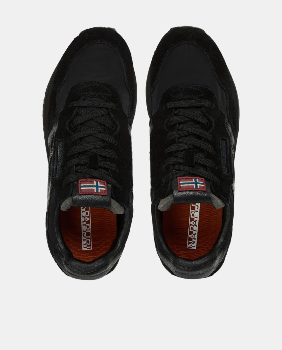 Zapatillas bajas retro running modelo element de hombre en material sintético y con detalles en ante - Napapijri - Negro Negro-4