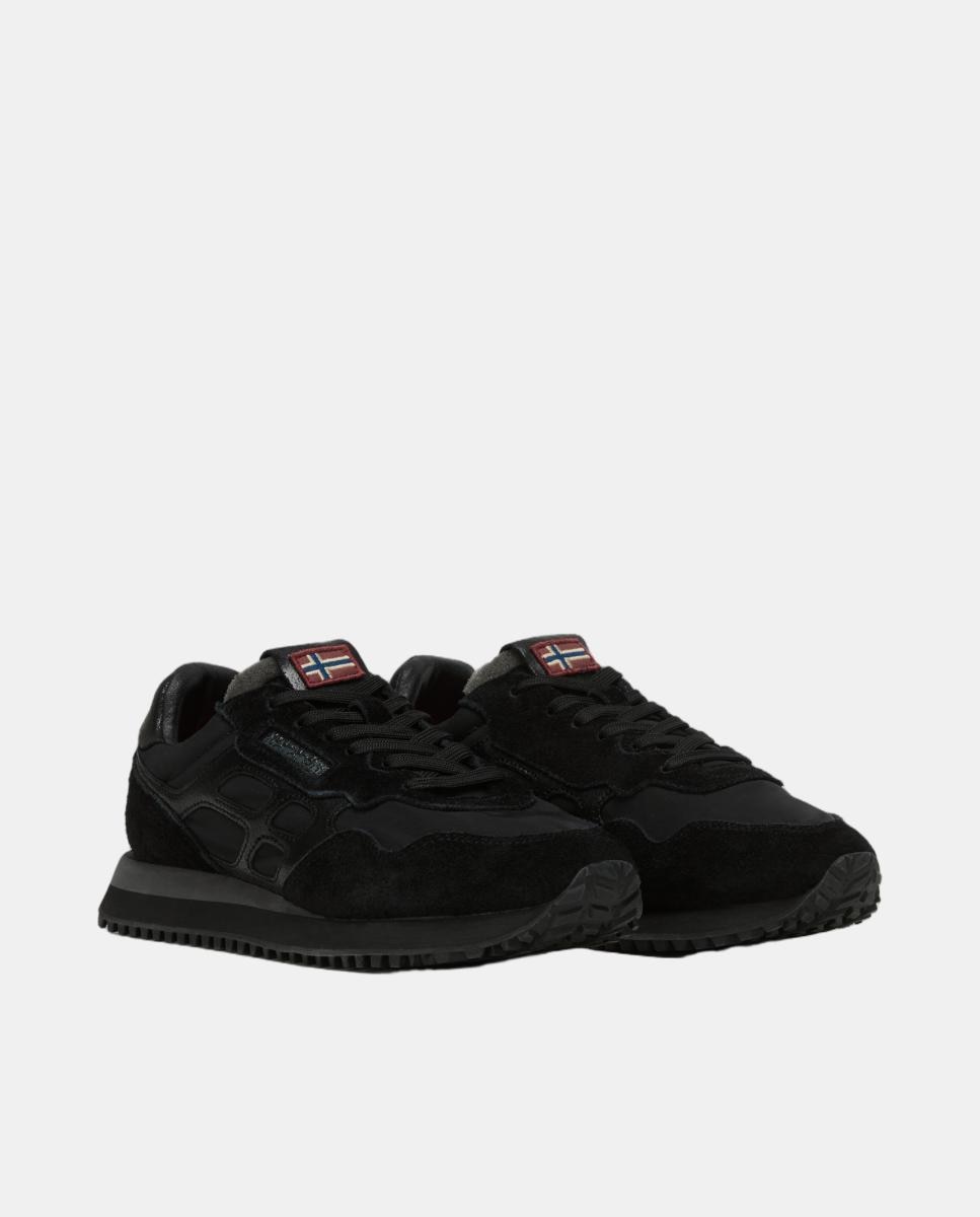 Zapatillas bajas retro running modelo element de hombre en material sintético y con detalles en ante - Napapijri - Negro Negro-6