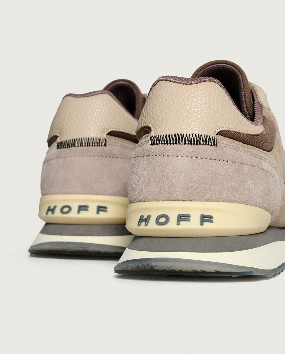 Sapatilhas em Pele com Atacadores Taupe-5