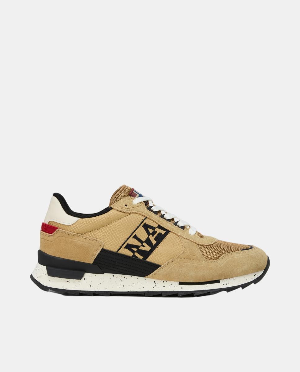 Imagen 0 de Zapatillas bajas retro running modelo valor de hombre en piel y mesh en la parte delantera Marrón caramelo