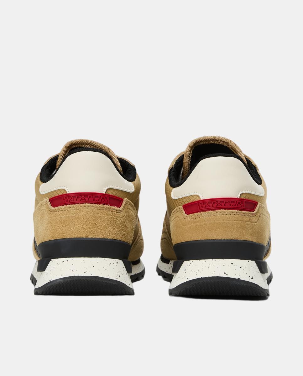 Zapatillas bajas retro running modelo valor de hombre en piel y mesh en la parte delantera - Napapijri - Marrón caramelo Marrón caramelo-2