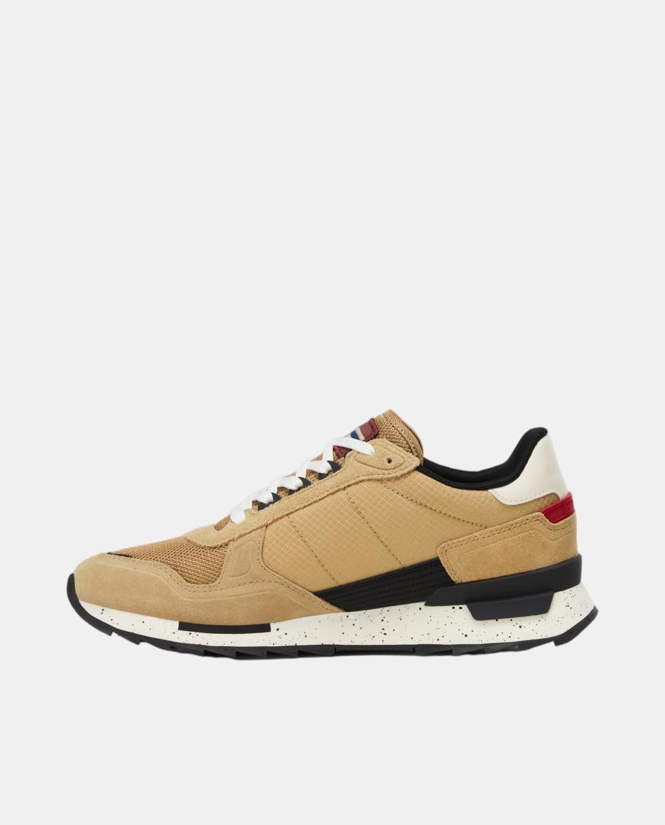 Zapatillas bajas retro running modelo valor de hombre en piel y mesh en la parte delantera - Napapijri - Marrón caramelo Marrón caramelo-3