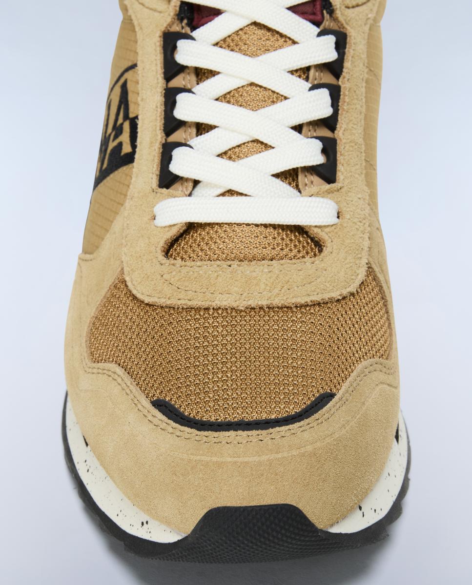 Zapatillas bajas retro running modelo valor de hombre en piel y mesh en la parte delantera - Napapijri - Marrón caramelo Marrón caramelo-7
