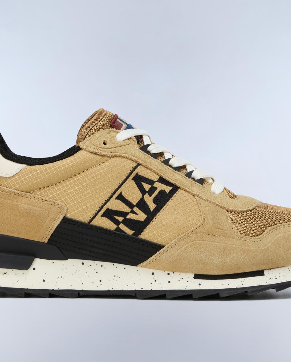 Zapatillas bajas retro running modelo valor de hombre en piel y mesh en la parte delantera - Napapijri - Marrón caramelo Marrón caramelo-8