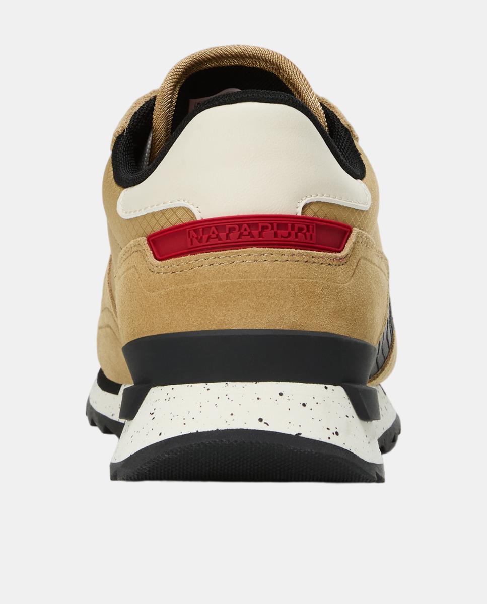 Zapatillas bajas retro running modelo valor de hombre en piel y mesh en la parte delantera - Napapijri - Marrón caramelo Marrón caramelo-9