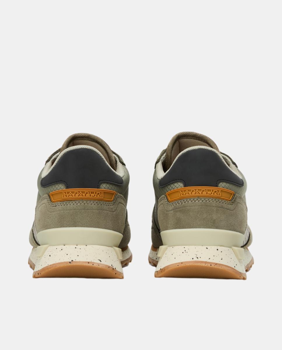 Zapatillas bajas retro running modelo valor de hombre en piel y mesh en la parte delantera - Napapijri - Verde Oliva Verde Oliva-2