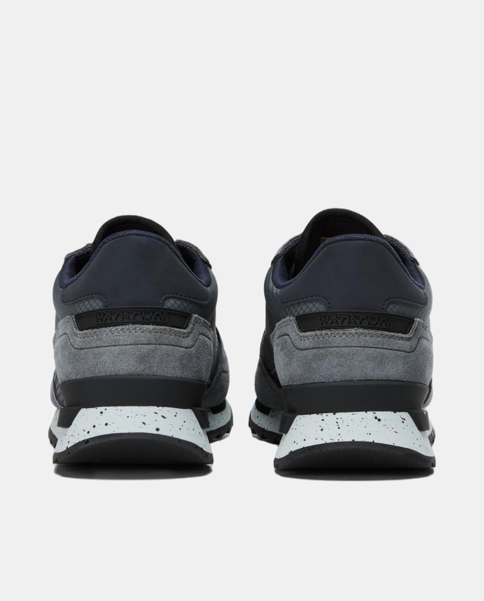 Zapatillas bajas retro running modelo valor de hombre en piel y mesh en la parte delantera - Napapijri - Gris plomo Gris plomo-2