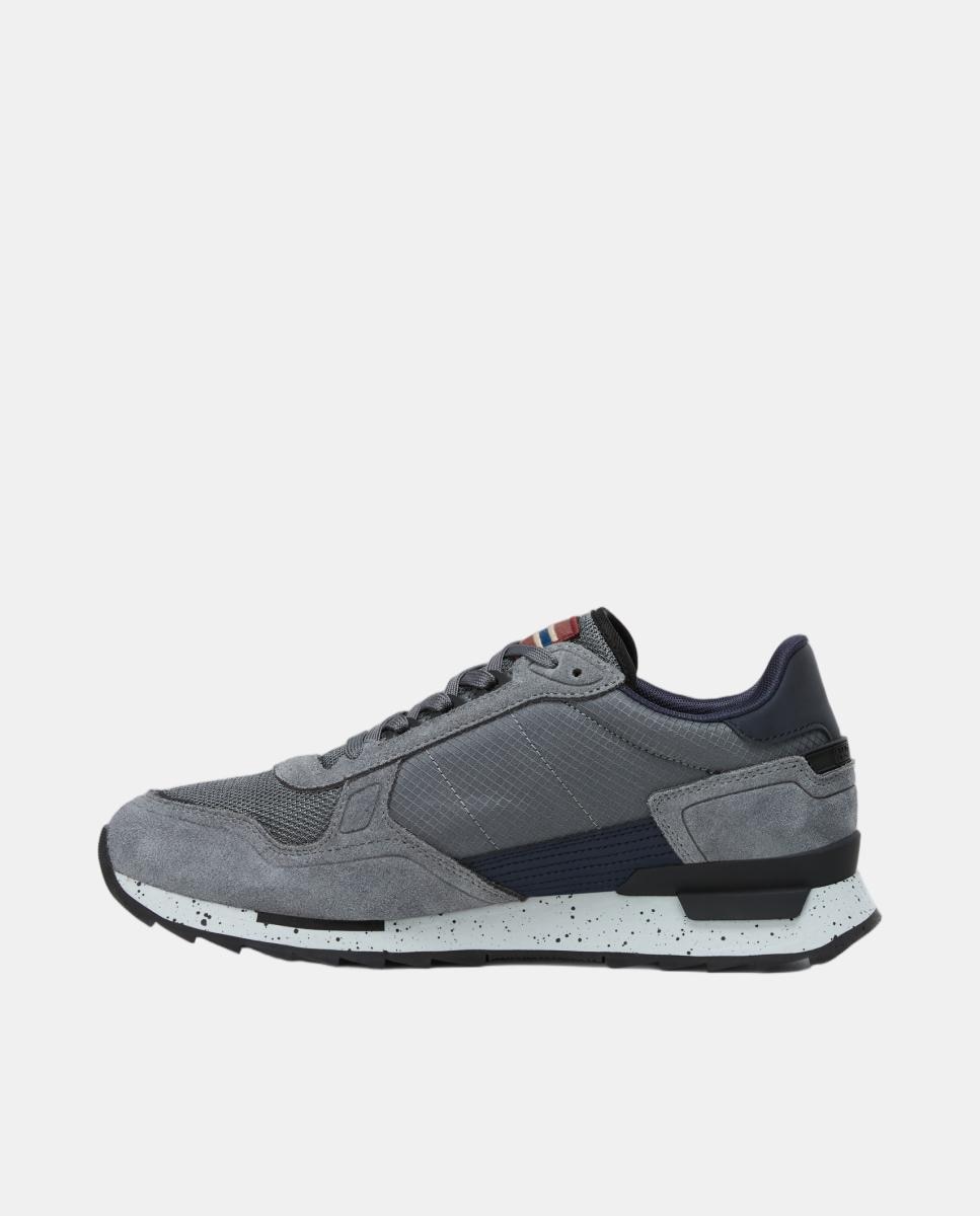 Zapatillas bajas retro running modelo valor de hombre en piel y mesh en la parte delantera - Napapijri - Gris plomo Gris plomo-3