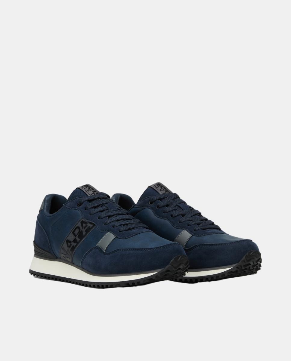 Zapatillas bajas retro running modelo cosmos de hombre en material sintético y detalles de nobuk - Napapijri - Azul marino Azul marino-6