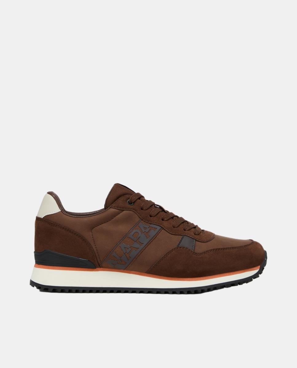 Zapatillas bajas retro running modelo cosmos de hombre en material sintético y detalles de nobuk - Napapijri - Marrón chocolate Marrón chocolate-1