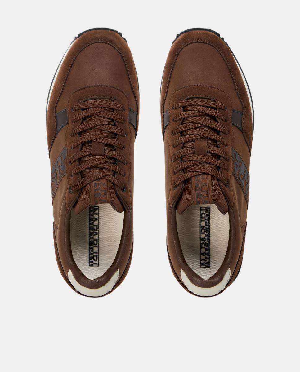 Zapatillas bajas retro running modelo cosmos de hombre en material sintético y detalles de nobuk - Napapijri - Marrón chocolate Marrón chocolate-4