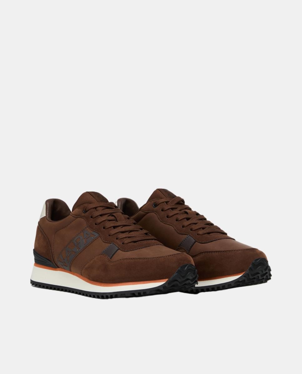 Zapatillas bajas retro running modelo cosmos de hombre en material sintético y detalles de nobuk - Napapijri - Marrón chocolate Marrón chocolate-6