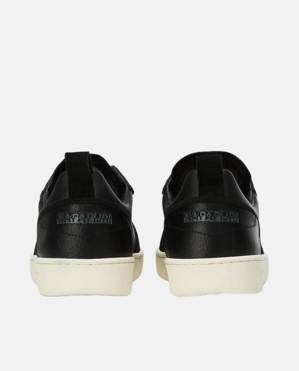 Zapatillas bajas retro modelo prime de hombre en piel y efecto envejecido - Napapijri - Negro Negro-2