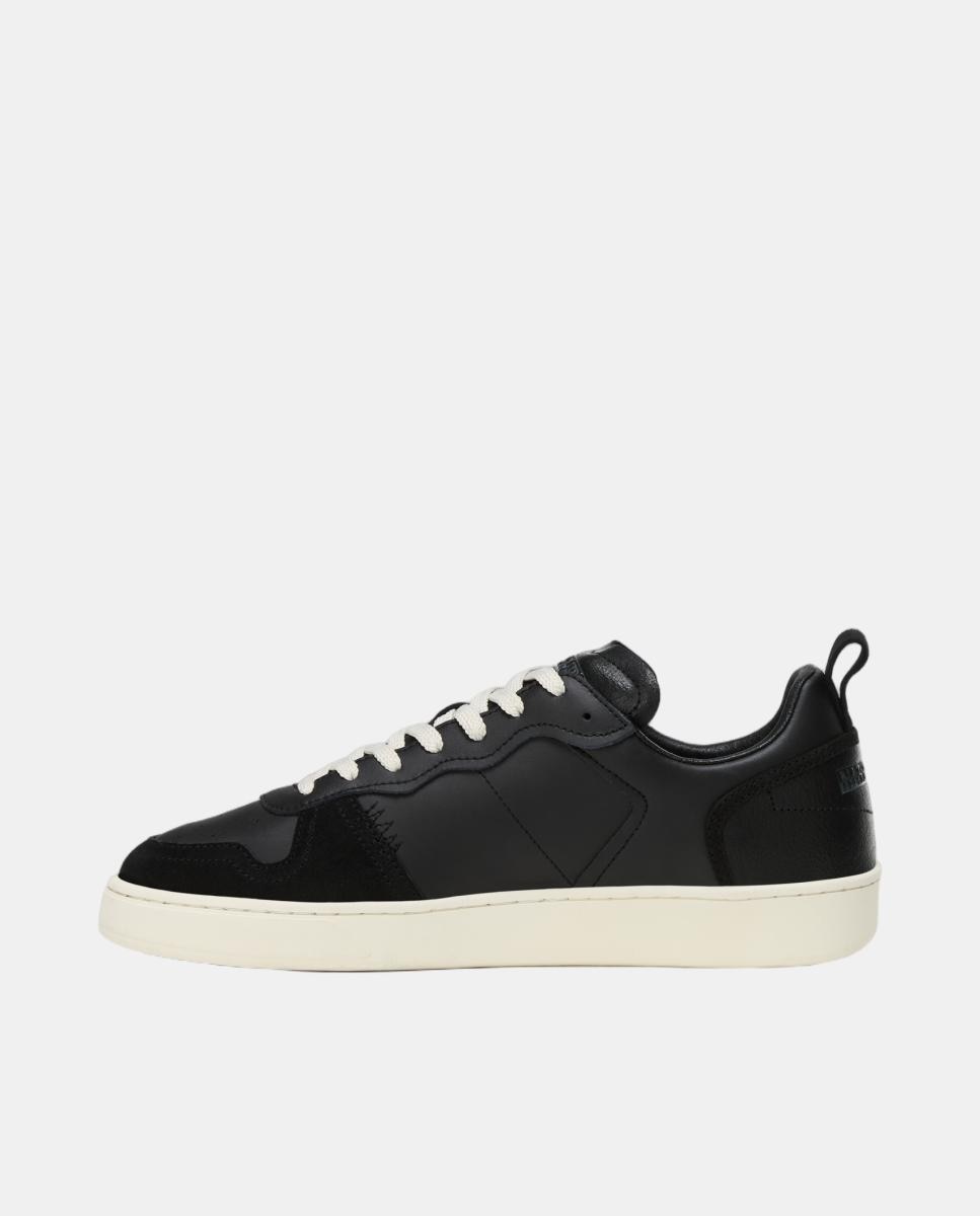 Zapatillas bajas retro modelo prime de hombre en piel y efecto envejecido - Napapijri - Negro Negro-3