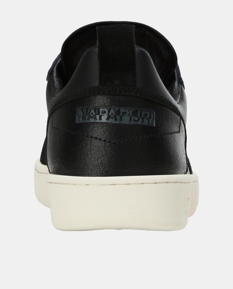 Zapatillas bajas retro modelo prime de hombre en piel y efecto envejecido - Napapijri - Negro Negro-9