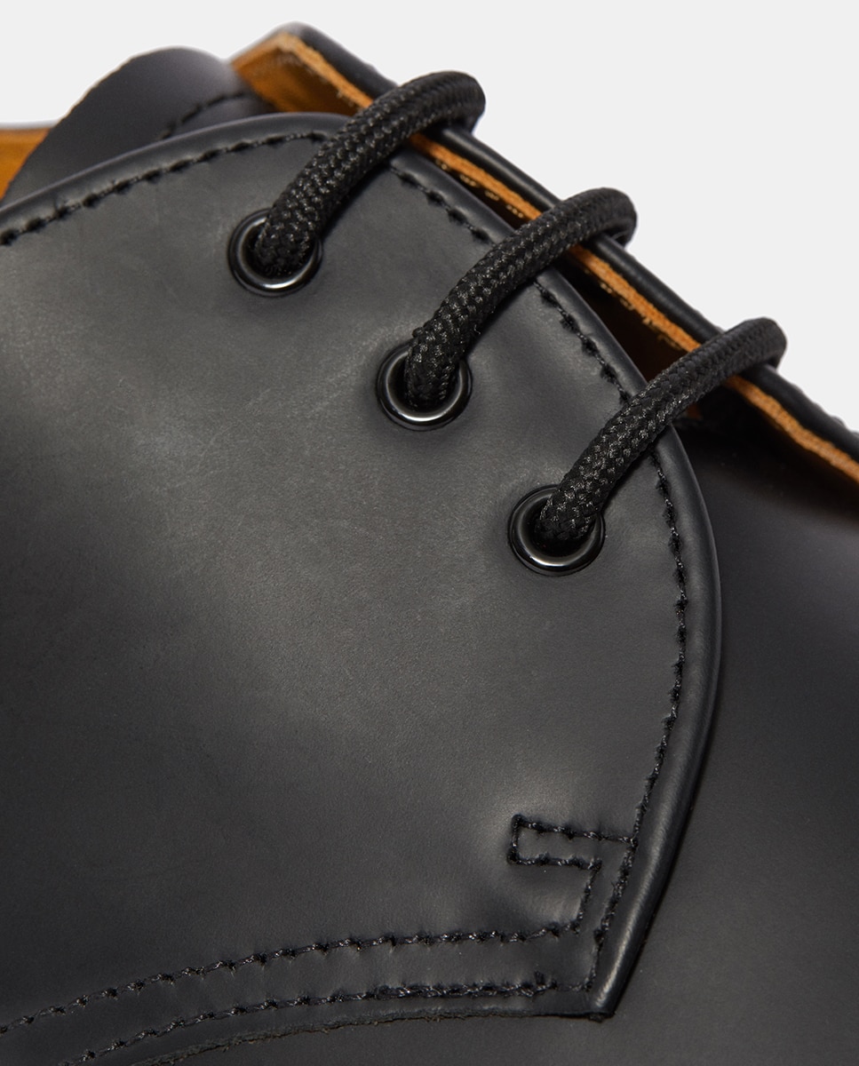 Sapatos de Atacadores Unissexo com Pespontos e em Pele - Preto/Amarelo Preto-12