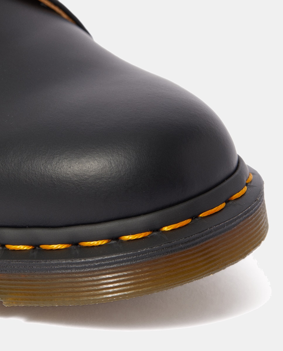 Sapatos de Atacadores Unissexo com Pespontos e em Pele - Preto/Amarelo Preto-13