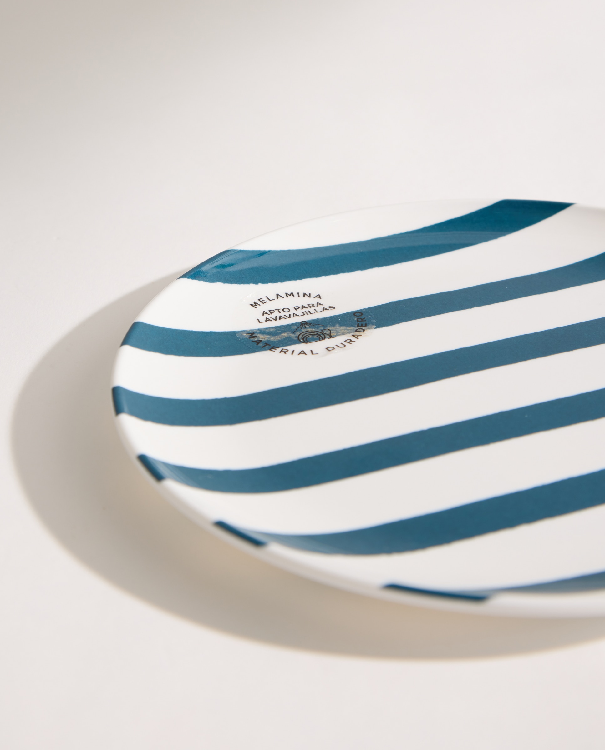 Plato de postre de melamina para exterior Rayas Pacífico Azul-4